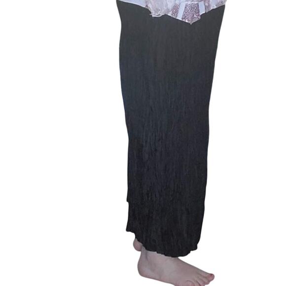 IOS (travelsmith) Size XL Wide Band 100% Silk Wide Leg Crinkle Crop Pants Office - Picture 3 of 10